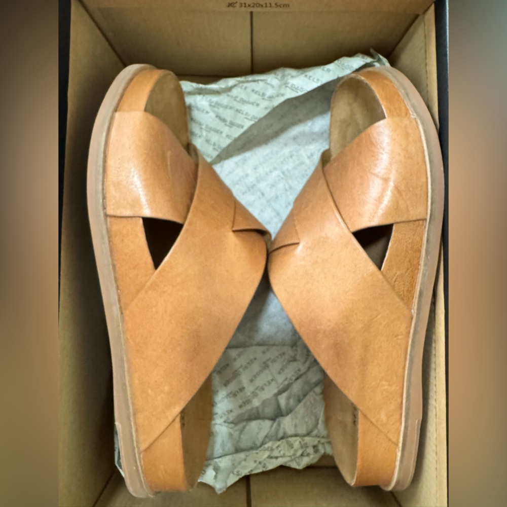 Kelsi Dagger Brown Cross-Strap Sandals - Picture 2 of 5